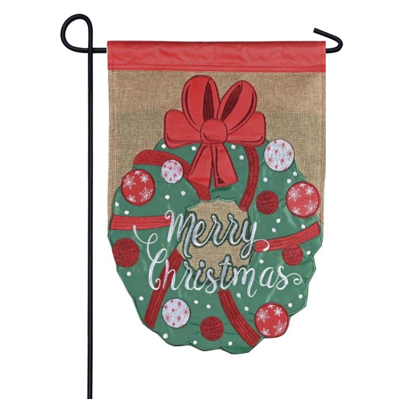 Wreath Merry Garden Flag